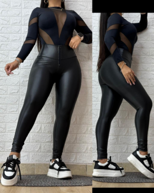 Leggins 1Cierre SUPLEX efecto cuero DAMA